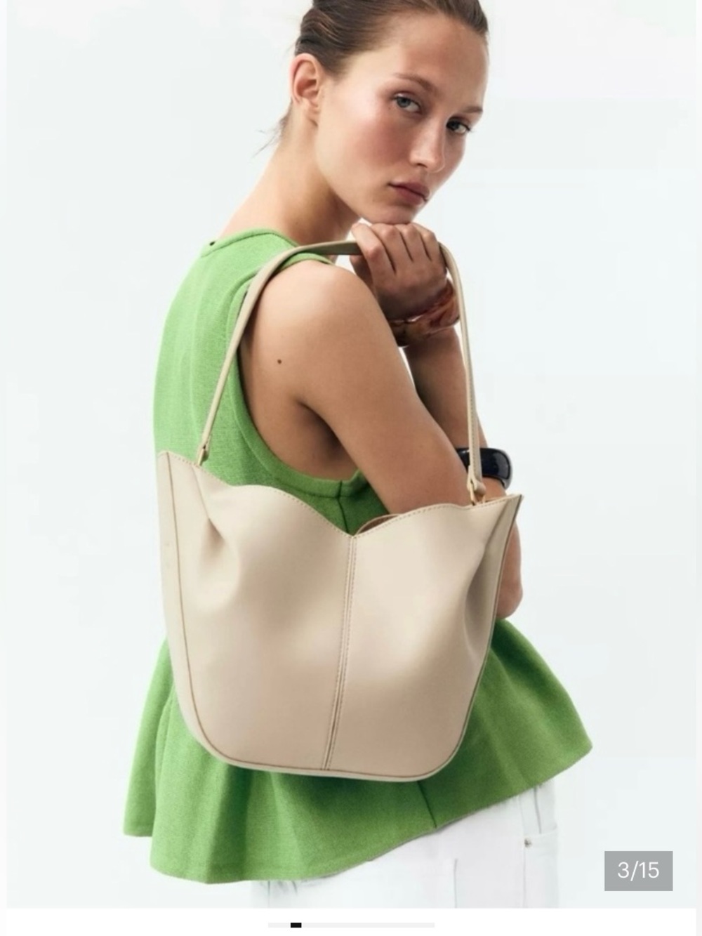 NWT Zara Chartreuse Green Sleeveless Knit Button Front Peplum Top Size S - Picture 3 of 16